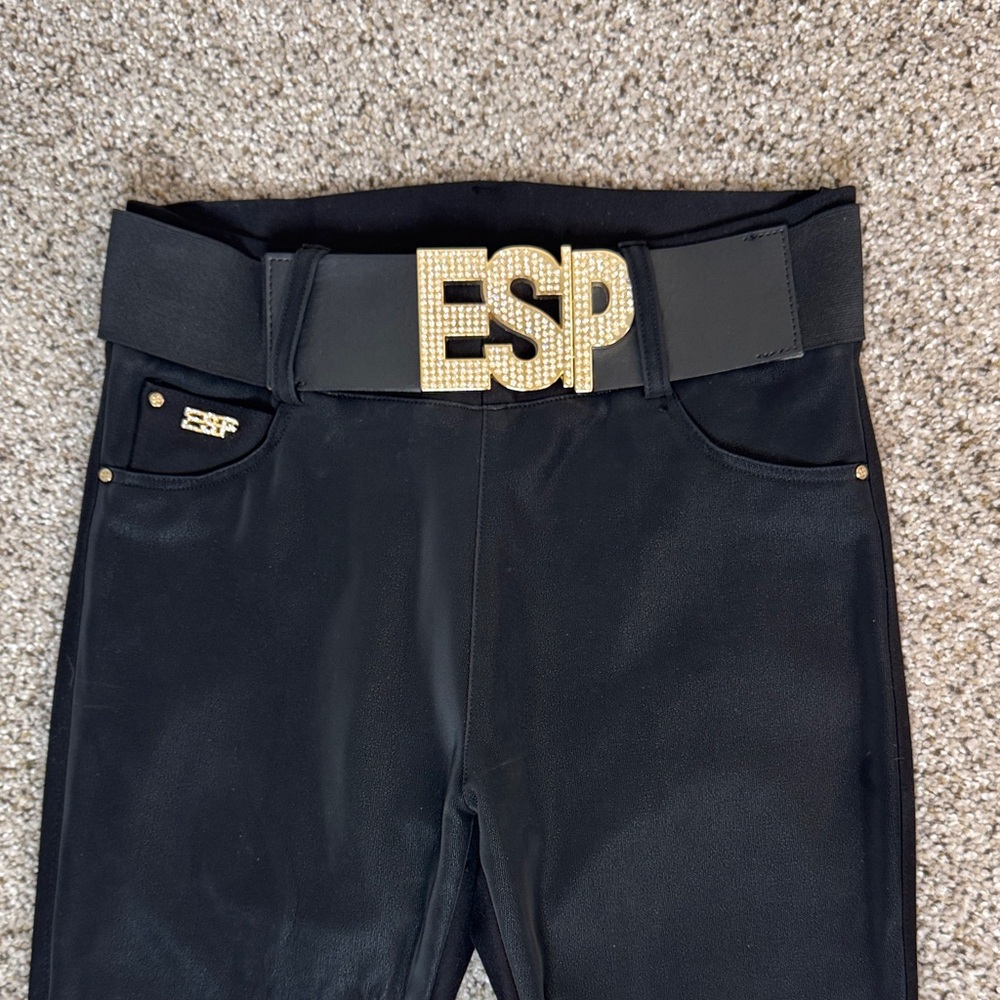 Black Women's Legging Pant With Bling Belt